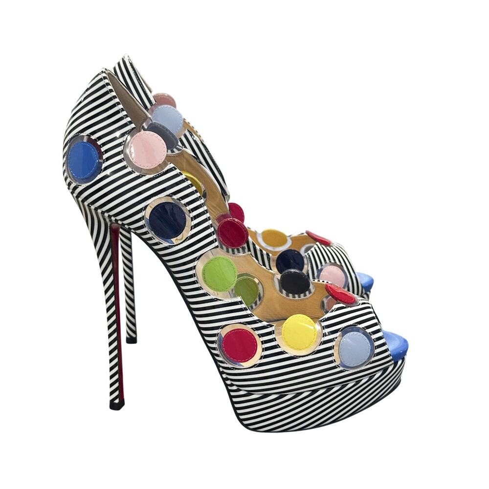 Christian Louboutin NIB Lady Bug 150 Peep Toe Patent Platform Heels Pumps 39.5